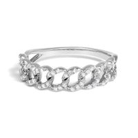 .925 Sterling Silver 1/4 Cttw Diamond Curb Link Band Ring