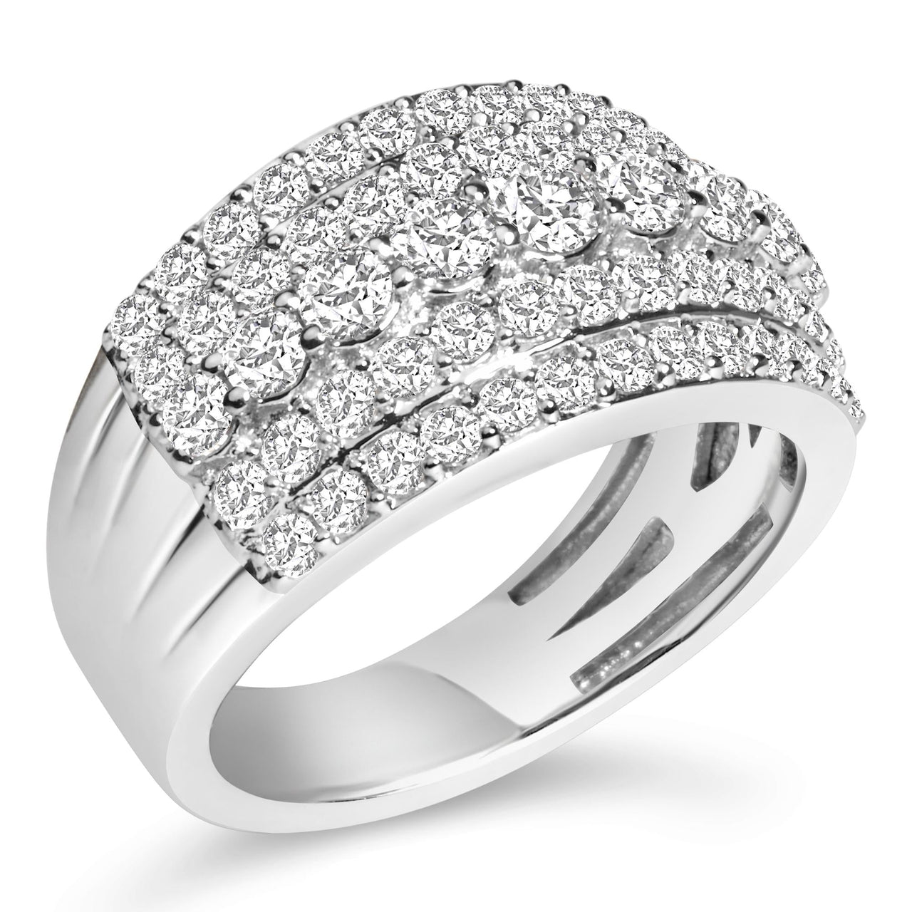 .925 Sterling Silver 2.00 Carat Lab Grown Diamond Multi Row Band Ring