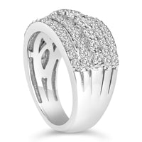 .925 Sterling Silver 2.00 Carat Lab Grown Diamond Multi Row Band Ring