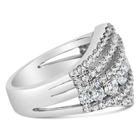 .925 Sterling Silver 2.00 Cttw Lab Grown Diamond Cluster Band Ring