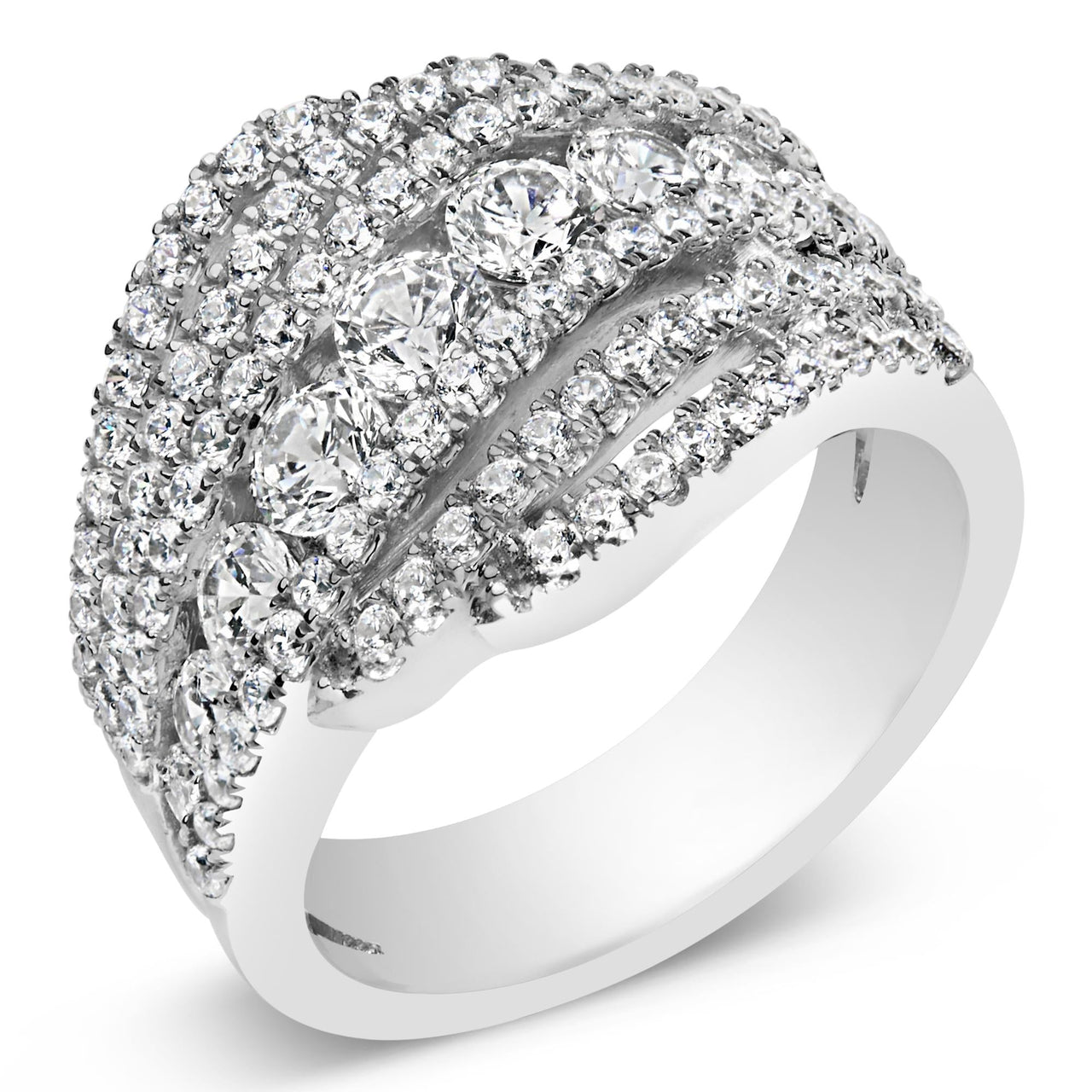 .925 Sterling Silver 2.00 Cttw Lab Grown Diamond Cluster Band Ring