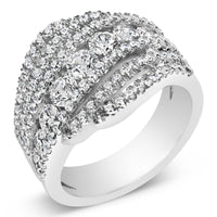 .925 Sterling Silver 2.00 Cttw Lab Grown Diamond Cluster Band Ring