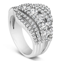 .925 Sterling Silver 2.00 Cttw Lab Grown Diamond Cluster Band Ring