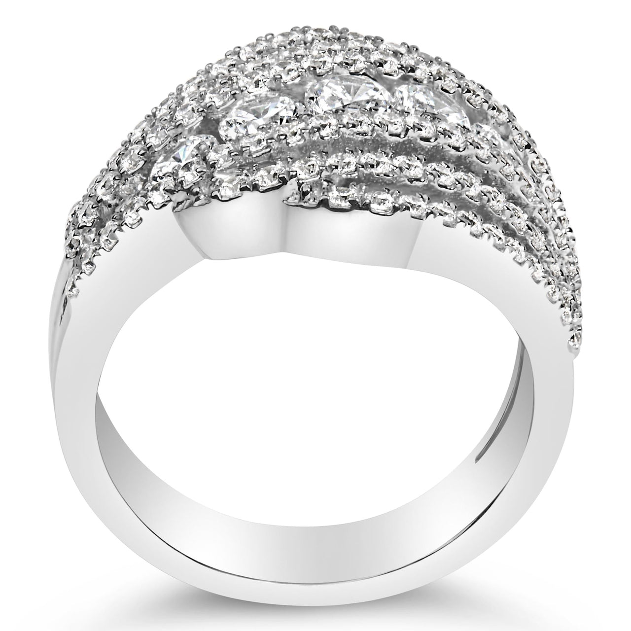.925 Sterling Silver 2.00 Cttw Lab Grown Diamond Cluster Band Ring
