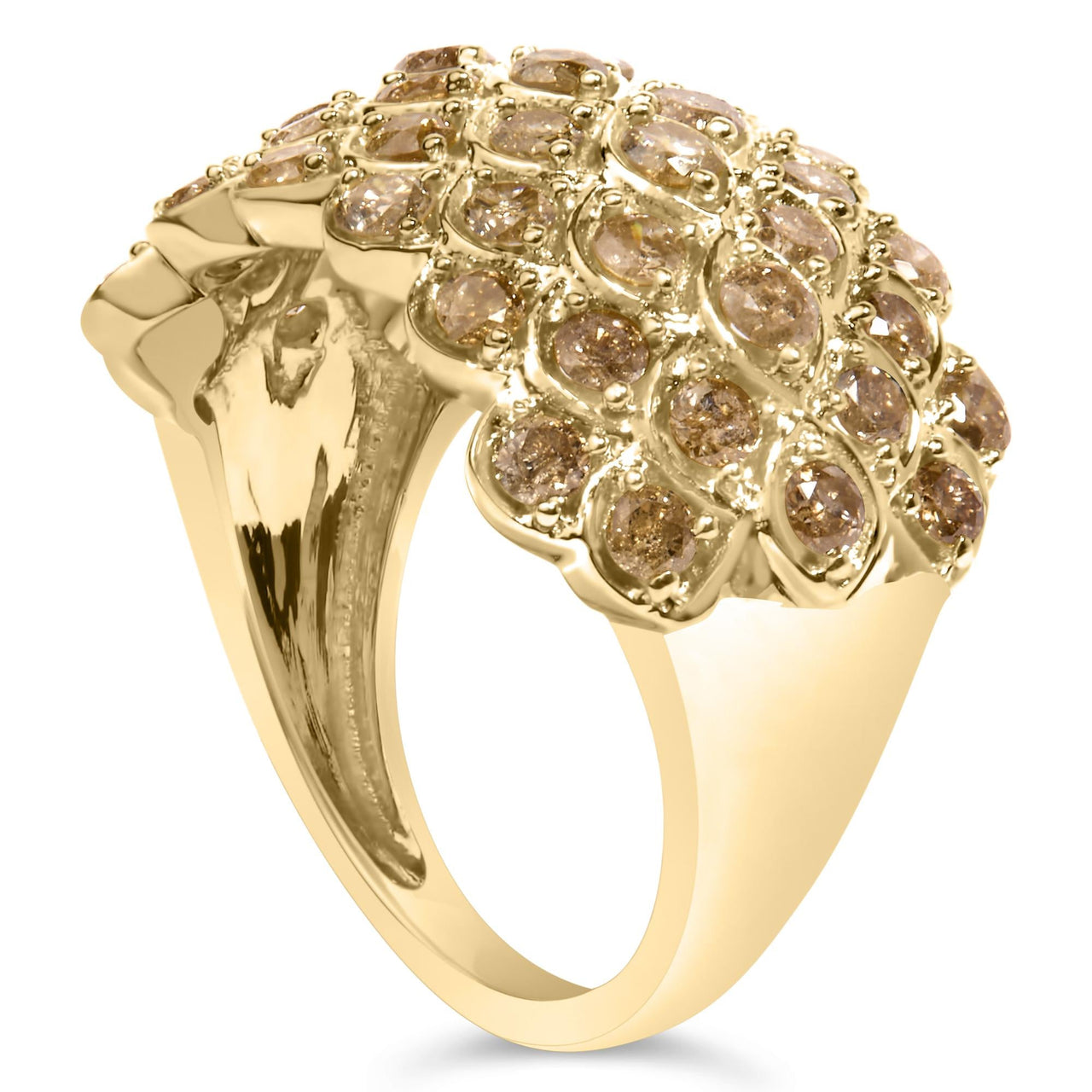 10K Yellow Gold 2.0 Cttw Brown Diamond Teardrop Design Cocktail Ring