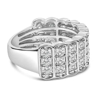 .925 Sterling Silver 1 1/2 Cttw Lab Grown Diamond 11 Row Band Ring (F-G Color, VS1-VS2 Clarity)