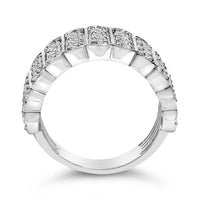 .925 Sterling Silver 1 1/2 Cttw Lab Grown Diamond 11 Row Band Ring (F-G Color, VS1-VS2 Clarity)