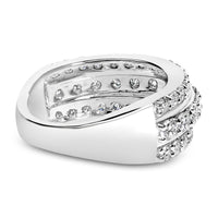 .925 Sterling Silver 2.0 Cttw Lab Grown Diamond 3 Row Band Ring (F-G Color, VS1-VS2 Clarity