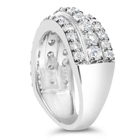 .925 Sterling Silver 2.0 Cttw Lab Grown Diamond 3 Row Band Ring (F-G Color, VS1-VS2 Clarity