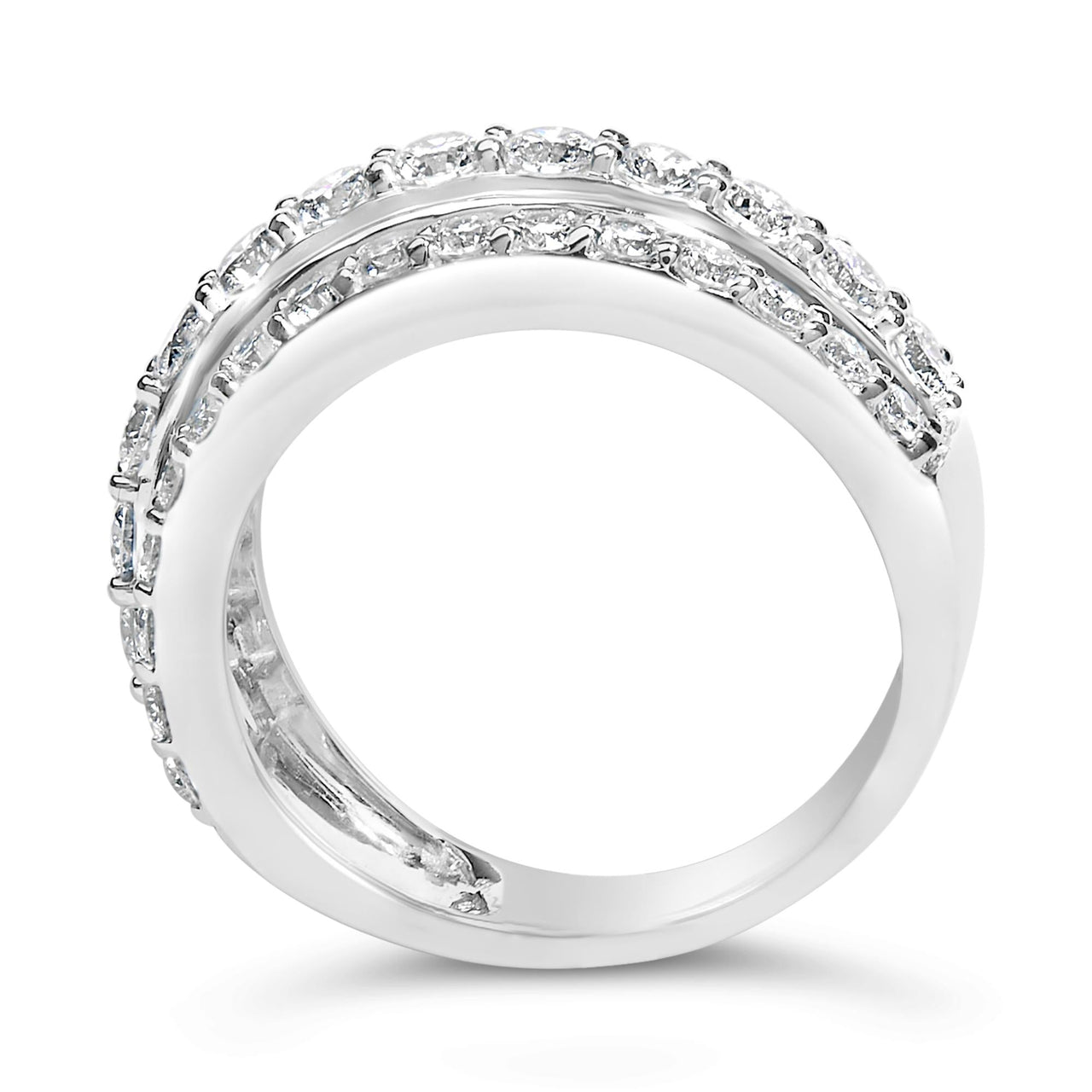.925 Sterling Silver 2.0 Cttw Lab Grown Diamond 3 Row Band Ring (F-G Color, VS1-VS2 Clarity