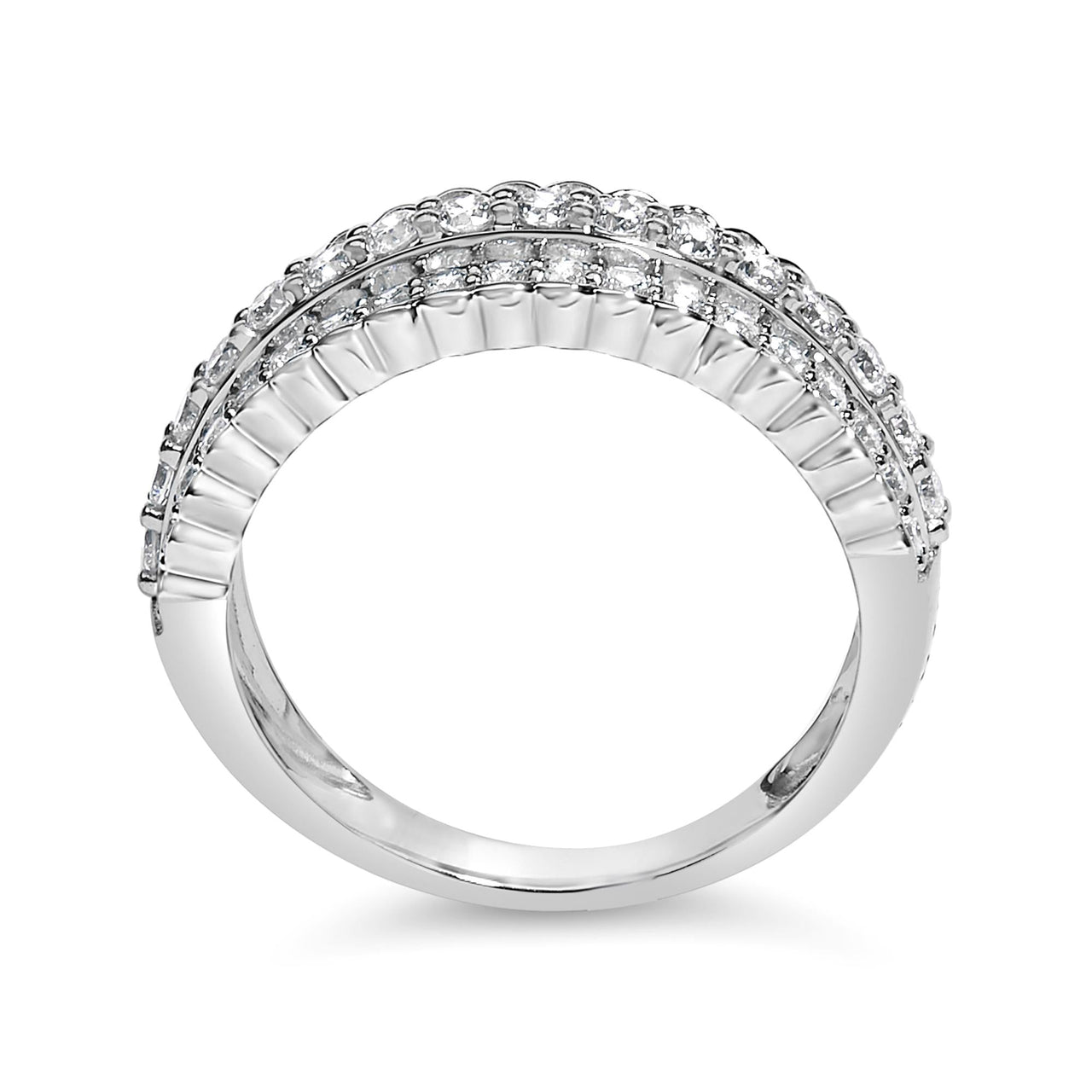 .925 Sterling Silver 1.0 cttw Lab Grown Diamond 3 Row Band Ring (F-G Color, VS1-VS2 Clarity)