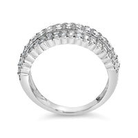 .925 Sterling Silver 1.0 cttw Lab Grown Diamond 3 Row Band Ring (F-G Color, VS1-VS2 Clarity)
