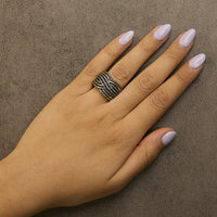 10K Yellow Gold Plated .925 Sterling Silver 1.0 Cttw Champagne Diamond Multi Row Cross Over Band Ring