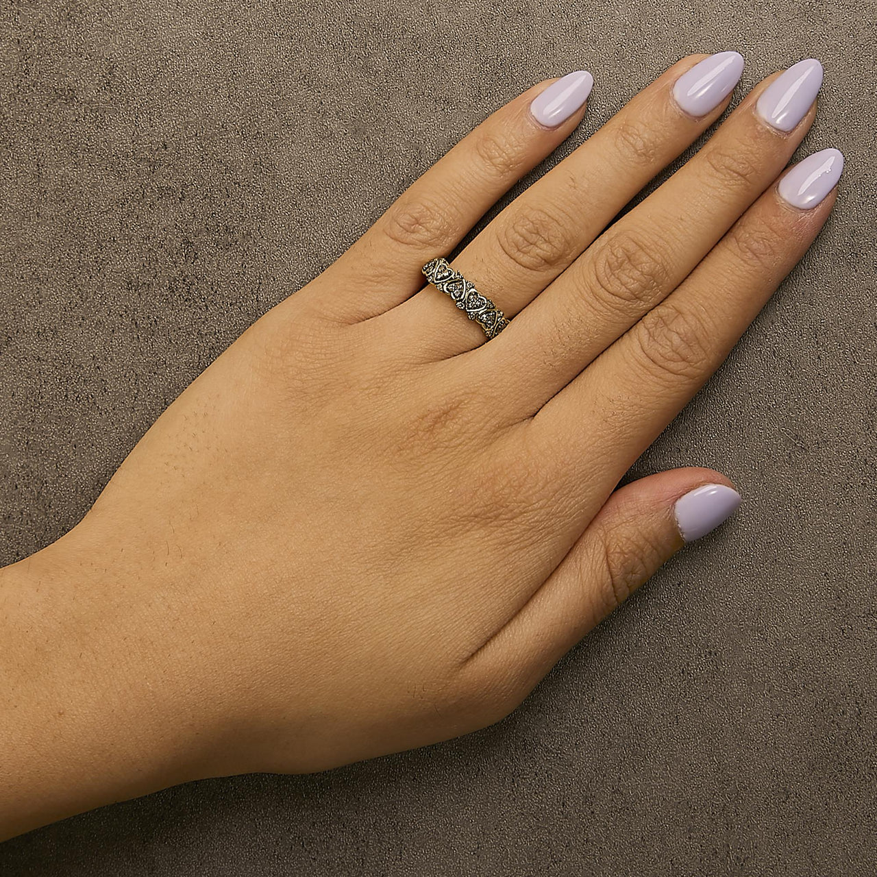 10K Yellow Gold Plated .925 Sterling Silver 1/3 cttw Natural Diamond Band Ring