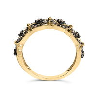10K Yellow Gold Plated .925 Sterling Silver 3/8 Cttw Champagne Diamond Lattice Work Band Ring