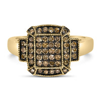 10K Yellow Gold Plated .925 Sterling Silver 1/2 Cttw Champagne Diamond Step Up Ring