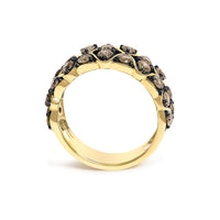 10K Yellow Gold Plated Sterling Silver 1 1/2 Cttw Brown Diamond Scalloped Band Ring
