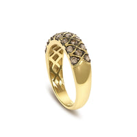 10K Yellow Gold Plated Sterling Silver 1/2 Cttw Champagne Diamond Lattice Pattern Band Ring