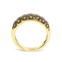 10K Yellow Gold Plated Sterling Silver 1/2 Cttw Champagne Diamond Lattice Pattern Band Ring