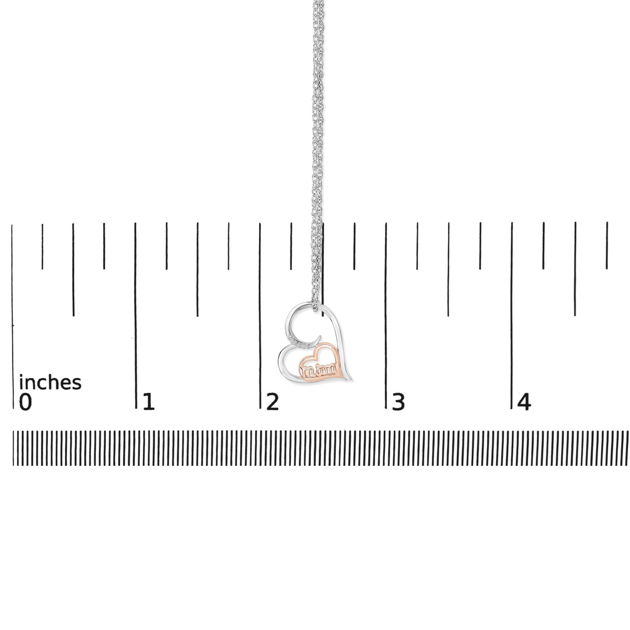 14K Rose Gold Plated Sterling Silver Diamond Accent Mom Heart Pendant Necklace