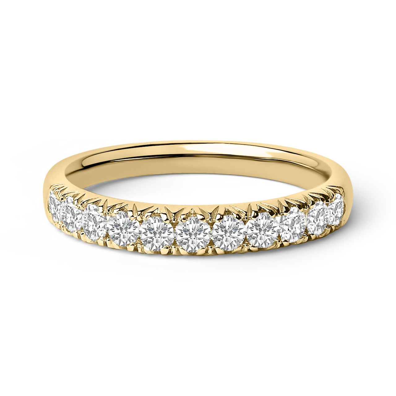 14K Gold 1/2 Cttw Round Diamond 11 Stone Classic Band