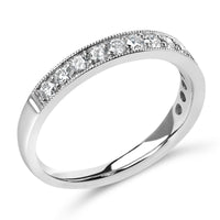 14K Gold 1/2 Cttw Round Diamond Milgrain Wedding Band