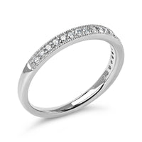 14K Gold 1/4 Cttw Round Diamond Milgrain Wedding Band