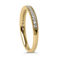 14K Gold 1/4 Cttw Round Diamond Milgrain Wedding Band