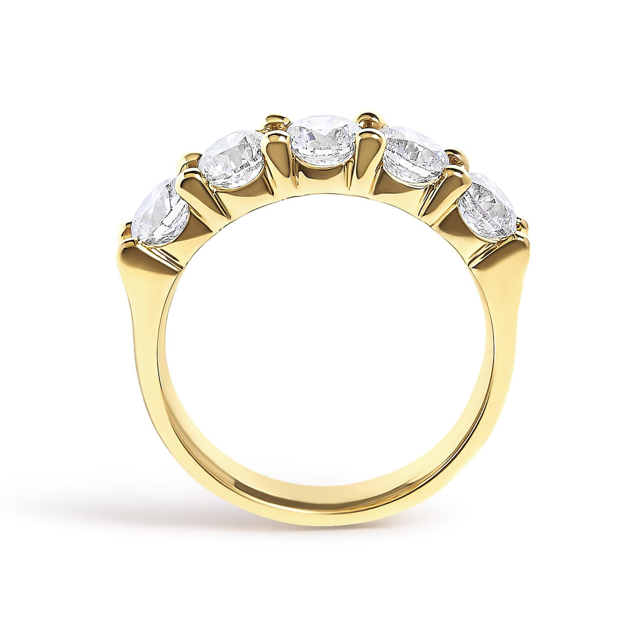 14K Gold 2.0 Cttw Round Diamond Five-Stone Band Ring