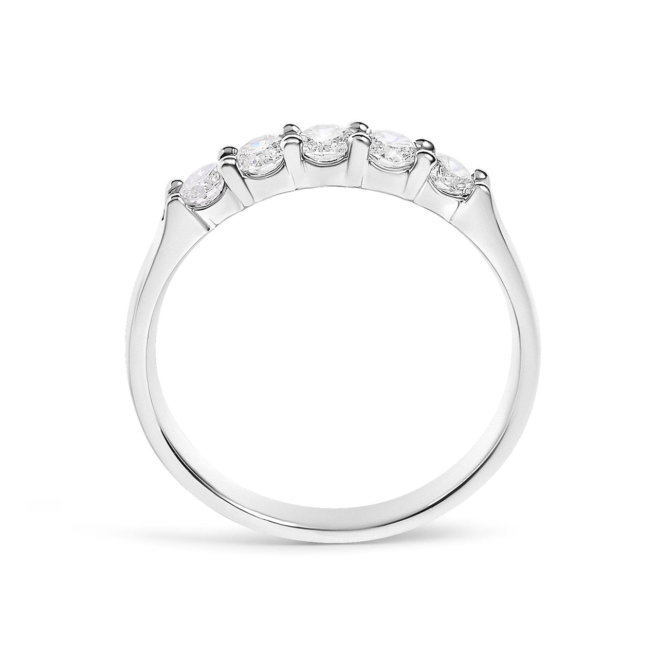 14K Gold 1/2 Cttw Round Diamond 5 stone Classic Band - Size 6.5