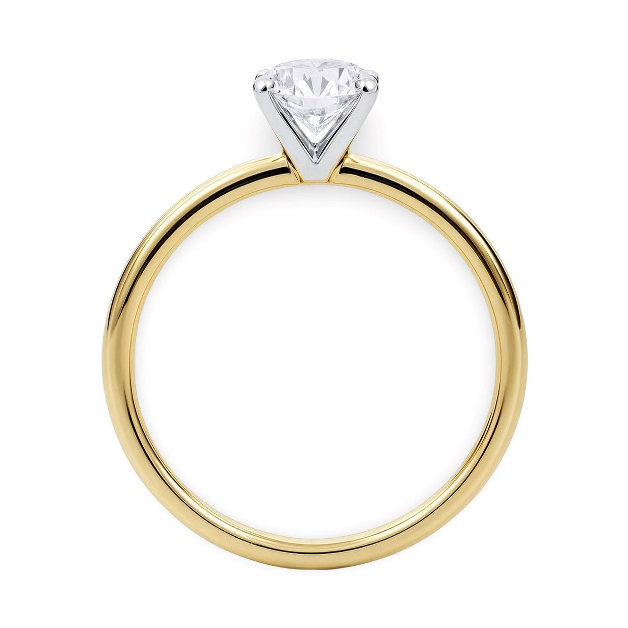 3/4 Carat Round Lab Grown IGI G/VS1 Diamond Solitaire Ring in 10K Yellow Gold - KIAHMILLA