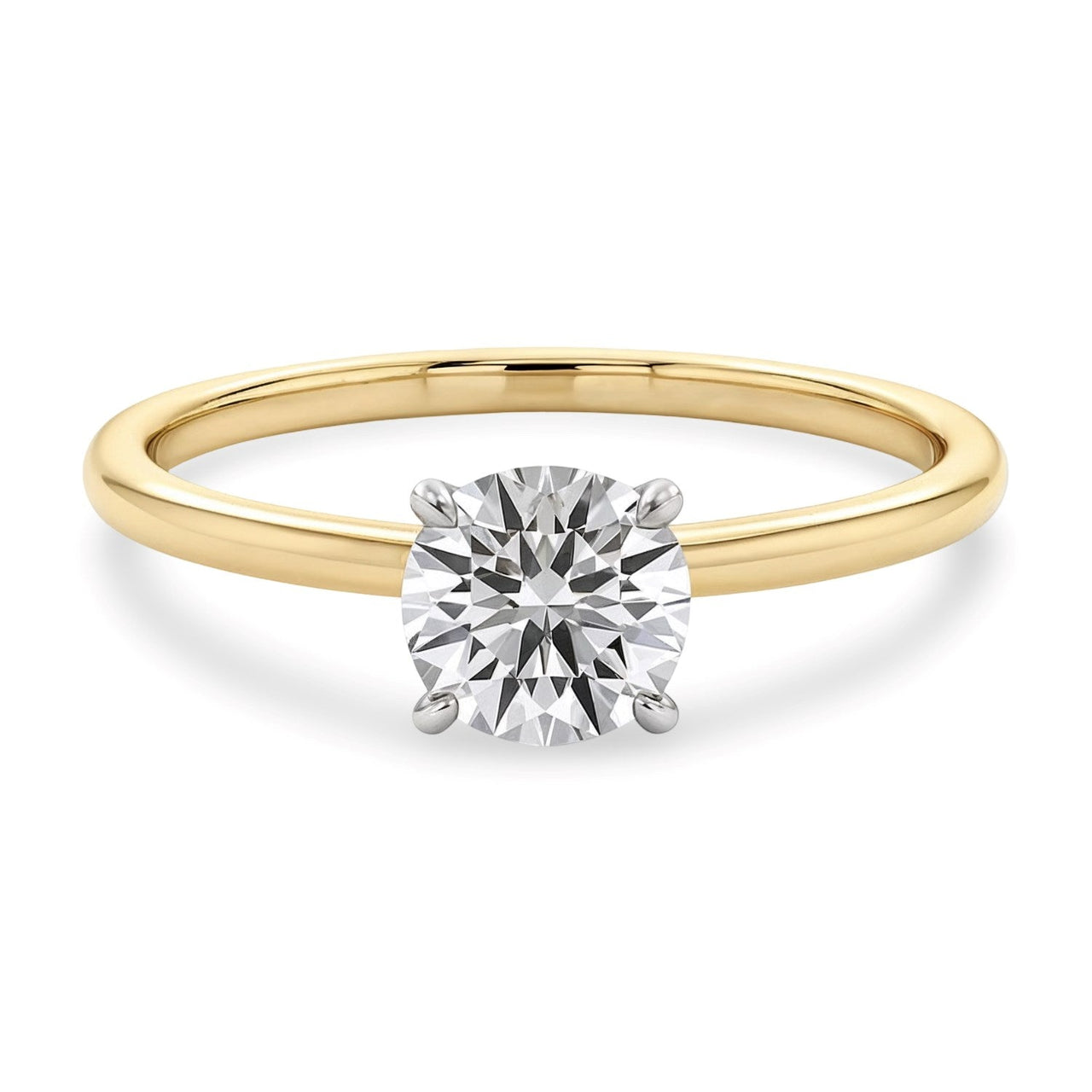 3/4 Carat Round Lab Grown IGI G/VS1 Diamond Solitaire Ring in 10K Yellow Gold - KIAHMILLA