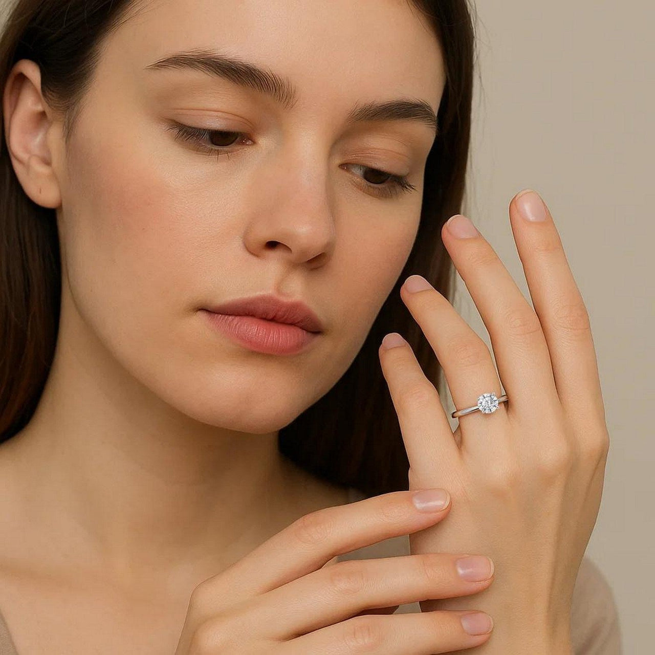 3/4 Carat Round Lab Grown IGI G/VS1 Diamond Solitaire Ring in 14K White Gold - KIAHMILLA