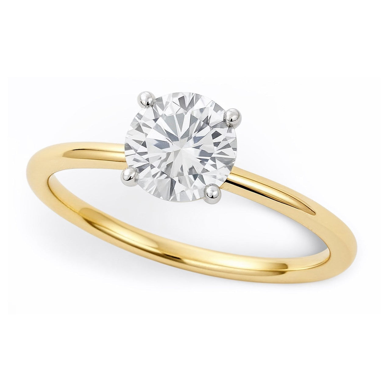 3/4 Carat Round Lab Grown IGI G/VS1 Diamond Solitaire Ring in 14K Yellow Gold - KIAHMILLA