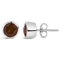 .925 Sterling Silver 6MM Bezel Set Created Gemstone Solitaire Stud Earrings