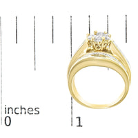 14K Yellow Gold 2-1/3 Cttw Diamond Cluster Channel Set Chevron Shaped Engagement Ring