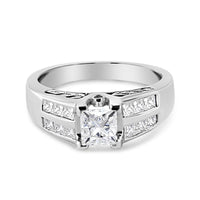 14K White Gold 1 1/4 Cttw Princess Cut Diamond Channel Set Engagement Ring (H-I Color, SI1-SI2 Clarity)
