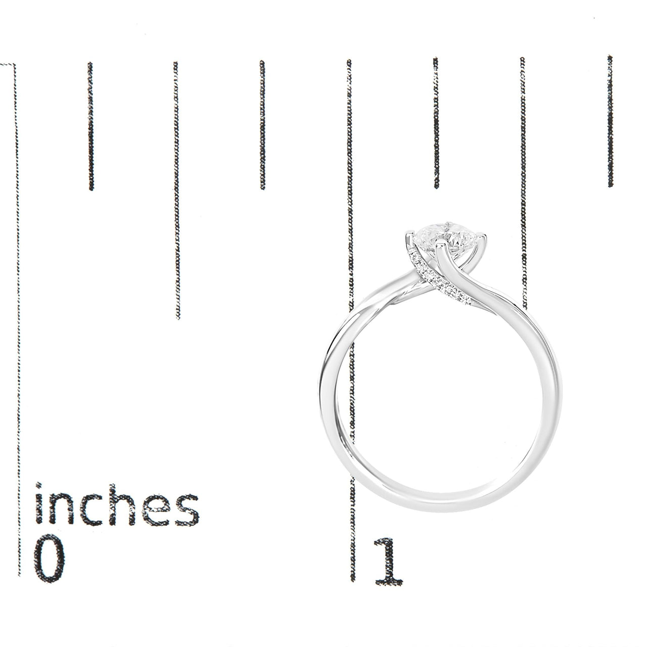 14K White Gold 4/5 Cttw Round Lab Grown Diamond Bypass Solitaire Engagement Ring (F-G Color, VS1-VS2 Clarity)