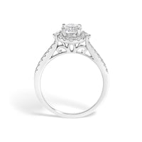 14K White Gold 1.00 Cttw Lab-Grown Diamond Oval Shaped Halo Engagement Ring (F-G Color, VS1-VS2 Clarity)