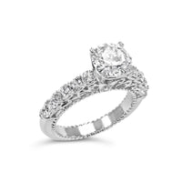 14K White Gold 3 1/5 Cttw Lab Grown Diamond Vintage Style Engagement Ring