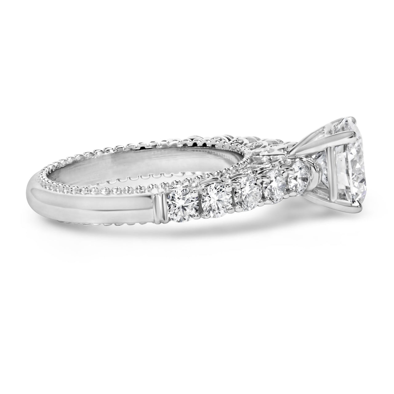 14K White Gold 3 1/5 Cttw Lab Grown Diamond Vintage Style Engagement Ring