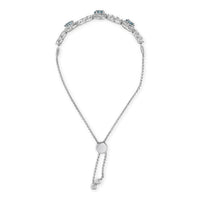 .925 Sterling Silver Swiss Blue Topaz and White Sapphire Bolo Bracelet
