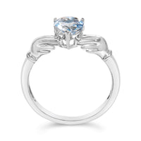 Sterling Silver Blue Topaz Heart Claddagh Ring