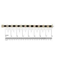 Men's 14K Yellow Gold Plated .925 Sterling Silver 1/10 Cttw Diamond and Black Onyx Panel Link Bracelet