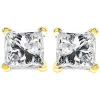 IGI Certified 14K Yellow Gold 1/4 Cttw Princess-Cut Diamond Solitaire Stud Earrings