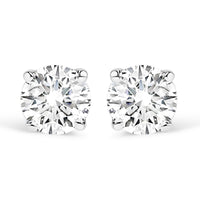 IGI Certified 14K White Gold 1.0 cttw 4-Prong Set Brilliant Round-Cut Solitaire Diamond Push Back Stud Earrings (G-H Color, I1-I2 Clarity)