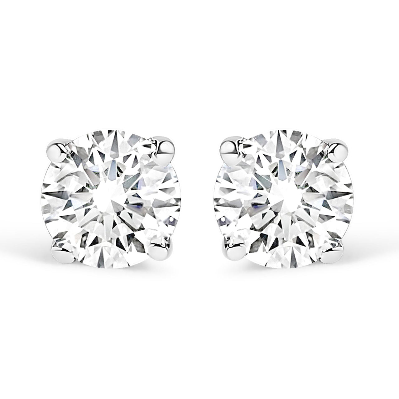 AGS Certified 14K White Gold 1.0 Cttw 4-Prong Set Brilliant Round-Cut Solitaire Diamond Push Back Stud Earrings (E-F Color, SI2-I1 Clarity)