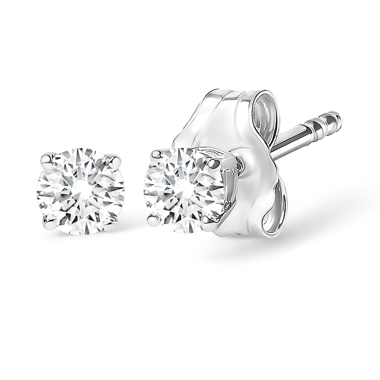 IGI Certified 1.00 Cttw Round Brilliant-Cut Diamond 14K White Gold Classic 4-Prong Solitaire Stud Earrings (J-K Color, I1-I2 Clarity)