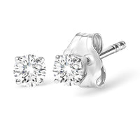 14K White Gold 5/8 Cttw Round Brilliant-Cut Lab Grown Diamond Classic 4-Prong Push back Stud Earrings (F-G Color, VS1-VS2 Clarity)