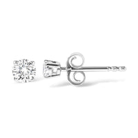 14K White Gold 1/4 Cttw Lab Grown Diamond 4-Prong Classic Solitaire Stud Earrings (G-H Color, VS2-SI1 Clarity)